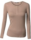 TWINTH Womens Long Sleeve Button Down Henley Top Basic Shirts