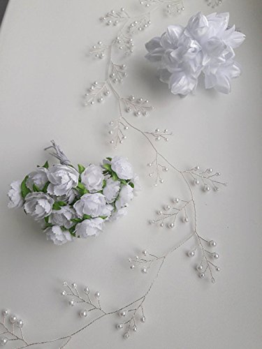 Yean Wedding Silver Headband Bridal Halo Wreath Bohemian Hairpieces (40cm, 15.7inches)