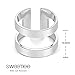 SHEGRACE 925 Sterling Silver Cute Knuckle Rings (Adjustable), Wide Double Bands Cuff Ring (Silver)
