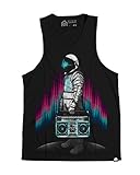 INTO THE AM AstroBlaster Men's Sleeveless Graphic Tank Top Shirt (Black)