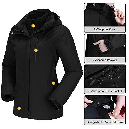 CAMEL CROWN Women's Waterproof Ski Jacket 3in1 Winter Coat