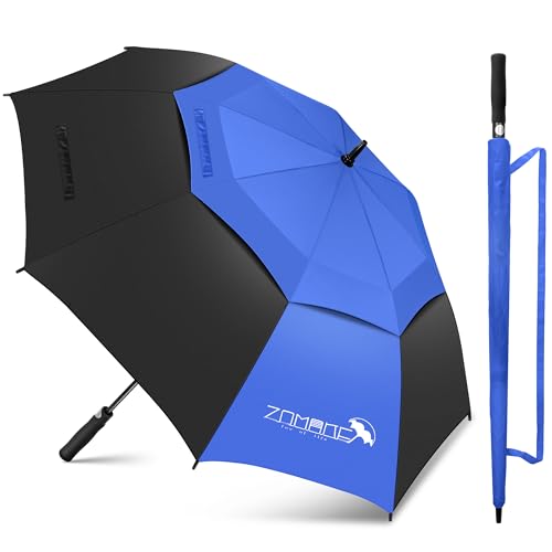 ZOMAKE Regenschirm Groß Sturmfest XL - 62 Zoll Großer Golfschirm Automatik, Zweifarbig (Dunkelblau-schwarz), Winddichter Partnerschirm Stabil für 2-3