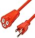 Amazon Basics 4-Pack 50-Foot 3-Prong Heavy-Duty Vinyl Indoor/Outdoor Extension Cord - 13 Amps, 1625 Watts, 125 VAC, Orange