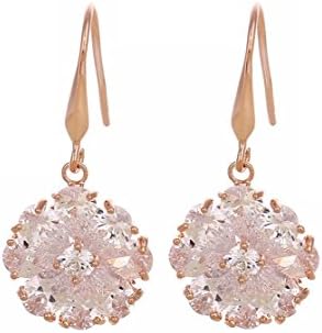 Wearyourfashion Cubic Zirconia 18K Rose Gold Plated Flower Earrings for Women/Girls