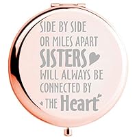 Fnbgl Sister Gifts from Sister Side by Side or Miles Apart Sisters Inspirational Compact Mirror Best Sister Birthday Gift, Funny Christmas Gift Ideas for Big Little Sister, Soul Sister, Best Friend