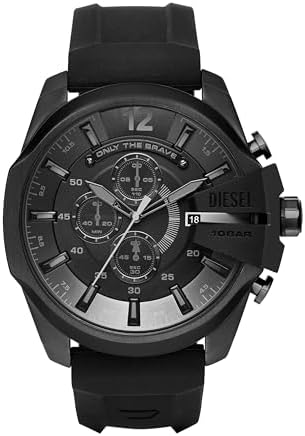 Amazon.com: Diesel Spiked Stainless Steel and Leather Chronograph
