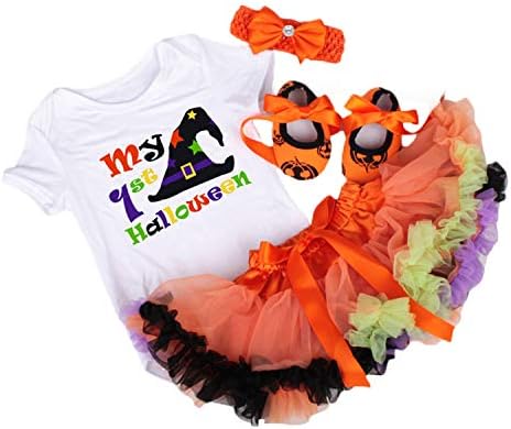 BabyPreg Baby Girls's 1st Halloween Pumpkin Costume,Baby Thanksgiving Dress Set