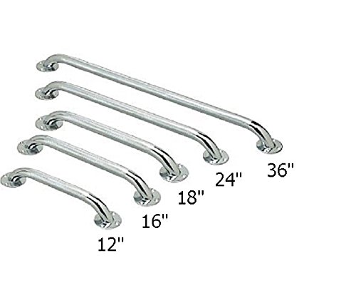 Grab Bar for Bathroom Safety, Showers and Walls, Chrome Bath Handle for Elderly, Seniors, Disabled, ADA, Knurled Chrome (12 inch) - Thumbnail 2
