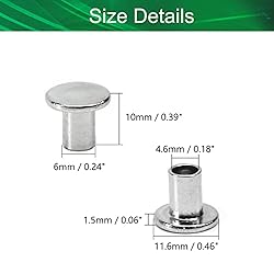 Yinpecly 200PCS Round Flat Head Rivet 6x8mm/0.24x