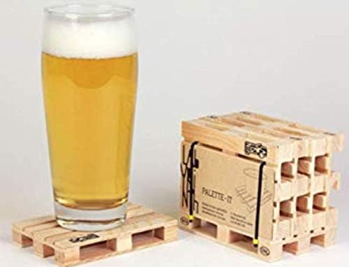 UK Gifts Wooden Pallet Drinks Coasters, Set of 4, Natural Eco-Friendly Wood, Industrial Look, Perfect for Use at Homes or Bars