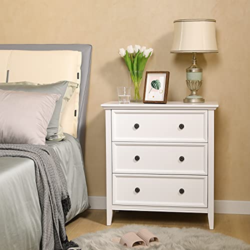 Hasuit 3 Drawer Dresser, Solid Wood Dresser Chest with Wide Storage