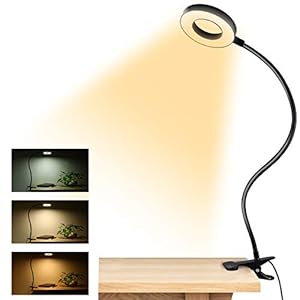 Dpower Clip on Light Reading Lights, 48 LED USB Desk Lamp with 3 Color Modes 10 Brightness, Eye Protection Book Clamp…