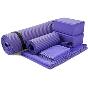 BalanceFrom GoYoga 7-Piece Set – Include Yoga Mat with Carrying Strap, 2 Yoga Blocks, Yoga Mat Towel, Yoga Hand Towel…