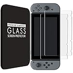 [2-Pack] Nintendo Switch Tempered Glass Screen Protector by Fintie - Anti Scratch Premium HD Clear 9H Hardness Protective Oleophobic Screen Protector for Nintendo Switch 2017