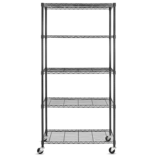 WDT 5Shelf Shelving Storage Units on Wheels Casters, Adjustable Heavy