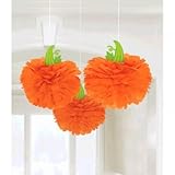 Amscan New Age Scare Halloween Party Fluffies Pumpkin (3 Piece), Orange/Kiwi Green, 16