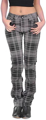 My Christy Women's Tartan Checked Skinny Jeans Grey And Black (Us 14 / Uk 16)