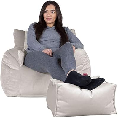 Lounge Pug Velvet Bean Bag Chairs Adult Beanbag Armchair Uk Silver Amazon Co Uk Kitchen Home