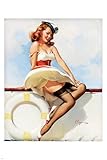 BUSTY SAYLOR pin-up girl poster 24X36 flirty sex appeal skirt raised HOT!