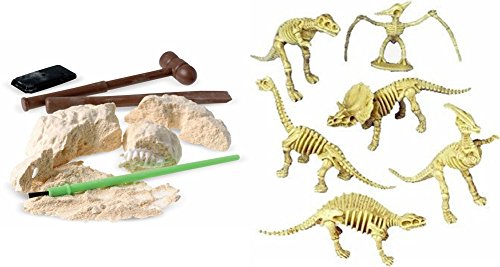 Novelty Treasures IMAGINATION Set - Dinosaur Fossil Excavation Kit & 12 Skeleton Dinosaur Figures Dino Birthday Gift - Thumbnail 4