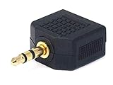 Monoprice 107204 3.5mm Stereo Plug to 2 x 3.5mm Stereo Jack Splitter Adaptor, Gold Plated