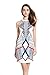 VertHome Sleeveless Halter Neck Mini Dress Geometric Pattern Sheath Dress White