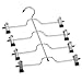 HUJI Sturdy 4 Tier Trouser Skirt Pants Hanger Chrome and Black Vinyl (Set of 4, 4 Tier Trouser Hangers)
