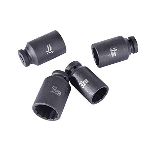 Eoeth Deep Shaft Nut Sleeve,4Pc 1/2'' Dr Deep Spindle Axle Nut Socket Set 12Point Metric 30mm 32mm 34mm 36mm(Shipped by US) 3-5 Days of Arrival