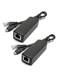 anvision 2 Pack activo 5 V 2,4 un adaptador divisor PoE IEEE 802.3 af Compatible Micro Usb 48 V a 5 V 2.4 A para tablets, Dropcam o Raspberry Pi, IPC, cámara IP y más