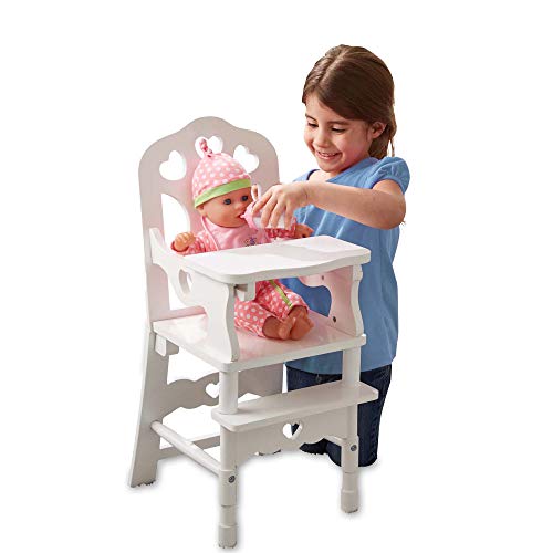 Melissa & Doug White Wooden Doll High Chair With Tray (14.75 x 25 x 14