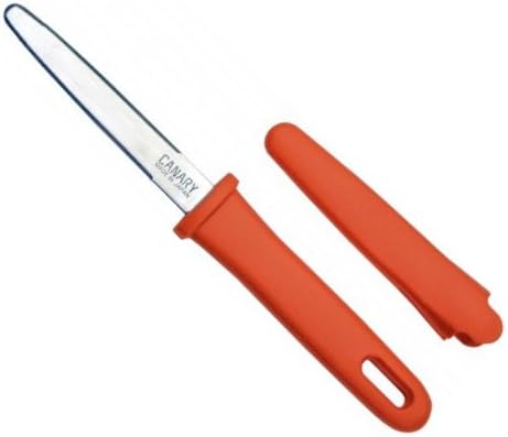 Canary Japanese Cardboard Cutter DANCHAN Double Sided Blade Stainless Steel Blade Cap Attachment Type Orange Grip (DC-191C)