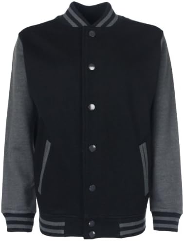FDM Junior/Childrens Big Boys Varsity Jacket (Contrast Sleeves) (5-6 years) (Black/Charcoal)