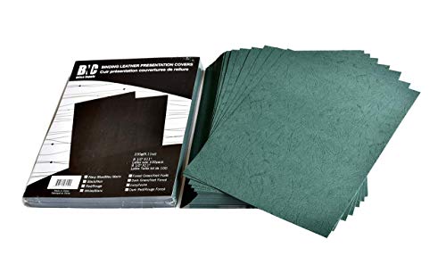 BNC Leather Texture Paper Binding Presentation Covers Pack of 100 Letter Size Dark Green - Thumbnail 4