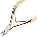 FANTCEN Cuticle Nipper 1/2 Jaw Cuticle Clippers Professional Golden Cuticle Remover Trimmer Cutter Scissor Double Spring Stainless Steel for Manicure DIY