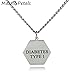 Max Petals - Type 1 Diabetes Medical Alert ID Stainless Steel Pendant Necklace with 26