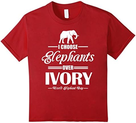 Kids I choose Elephants over Ivory - Save Elephant T-shirt 10 Cranberry
