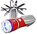 LED Flashlight with Zoomable Lens & 10 Foldout Mini Tools plus Carabiner Clip; Best For Camping, Hiking, Evening Walks; Perfect in Tool or Tackle Box; Makes Great Gift