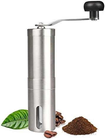 Topnoble Manual Coffee Grinder | Stainless Steel, Adjustable Core, Ceramic Conical Burr, Detachable Hank Crank | Mini Portable for Camping, Hiking | For Espresso French Press Cold Brew