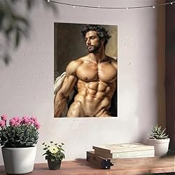 HMLZSJ Nude Muscle Male Torso Portrait Art Gay