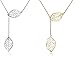 Y Shaped Lariat Necklace 2 Pack - Leaf - Silver and Gold Tone