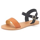 DREAM PAIRS Women's Cute Open Toes One Band Ankle Strap Flexible Summer Flat Sandals New
