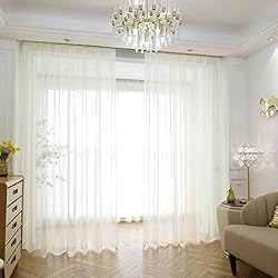 PHILEASY Window Sheer Beige Curtains 72 Inches Long
