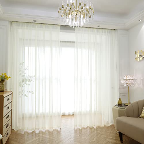 PHILEASY Window Sheer Beige Curtains 72 Inches Long