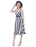 Alisa Pan Womens Sleeveless Striped Nautical Party Dress 4 US Navy Blue and White