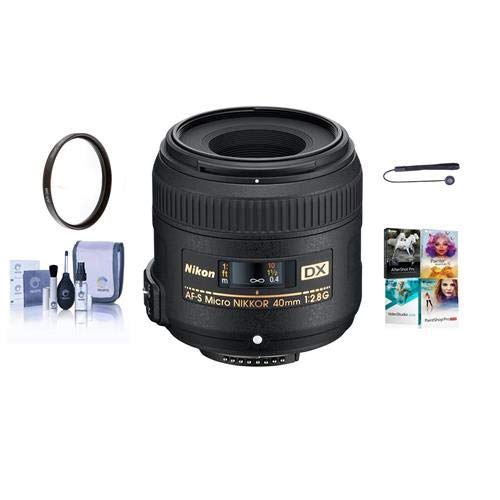 Nikon 40mm f/2.8G AF-S DX Micro NIKKOR Lens USA Warranty – Bundle with 52mm UV Filter,Cleaning Kit, Lens Capleash, Pro Software