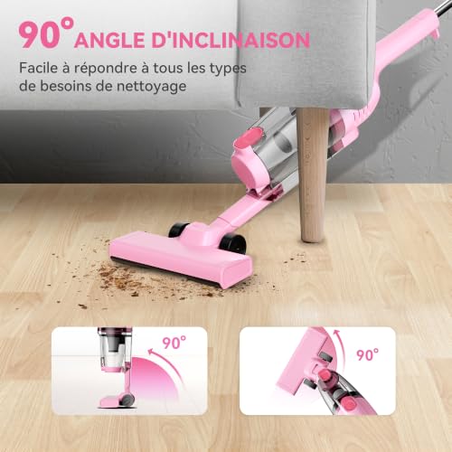 Broom Vacuum Cleaner with Wire, Powerful Wired Mop Vacuum Cleaner 20Kpa, Lightweight | 3 in 1 Vertical Vacuum Cleaner with 5 m Long Cable, Portable Bagless Vacuum Cleaner for Home Carpet Hard Floor Pet Hair