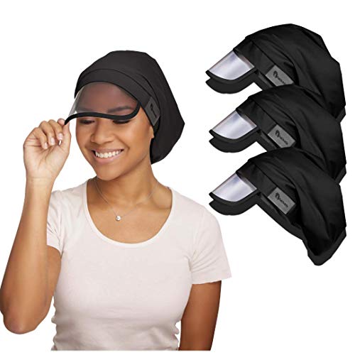 Hairbrella Women's Rain Hat, Waterproof, Sun Protection, Satin-Lined, Packable (Black - Pack of 3)