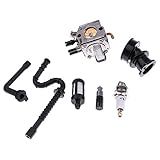 MagiDeal 7 Pieces Total Parts Carburetor & Intake Manifold Oil Fuel Line Fuel Filter