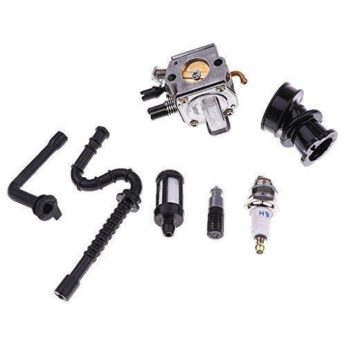 MagiDeal 7 Pieces Total Parts Carburetor & Intake Manifold Oil Fuel Line Fuel Filter