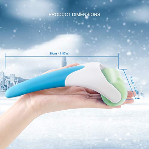 Eurobuy Ice Roller for Face & Eye Puffiness Migraine Pain Relief and Minor Injury,Set of 2 Roller Heads Ice Rolling Massager,Handhold Stainless Steel Roller,Skin Care Beauty Tool (Blue Green) - Thumbnail 3